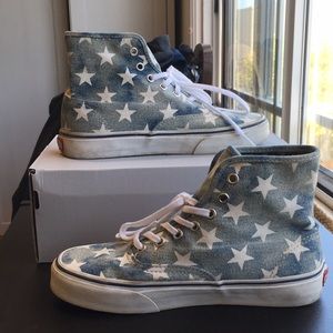 VANS - denim hi tops with white stars shoes